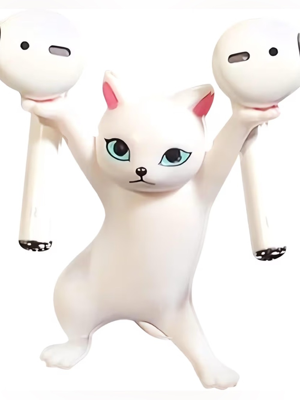 White Cat Earbuds Holder Stand - Cute Tablet & Accessory Organizer